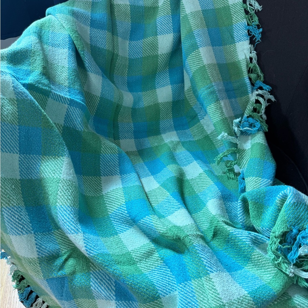 Blue and Green Plaid Throw Blanket or picnic blanket